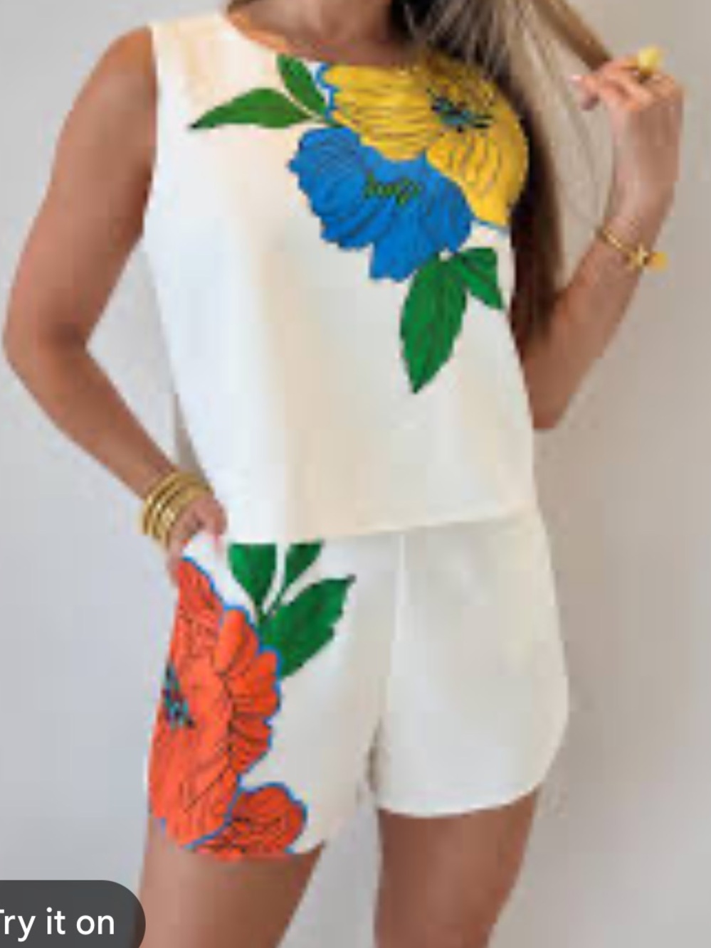 White Floral Romper with Bright Bloom Appliqués